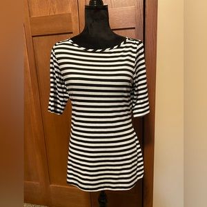 Green Envelope black and white striped t-shirt
